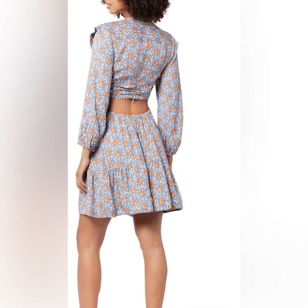 Joie Womens Maeve Dress in Country Blue Floral Cutout - Picture 2 of 8